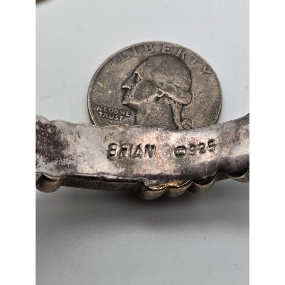 Brian Bergner 925 Silver And Gold Plate Crosshatch Bangle - Picture 5 of 9